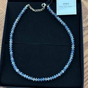 Elegant Blue & Gold Beaded Necklace